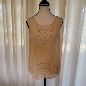 Mossimo Supply Co. Cream Embroidered Blouse